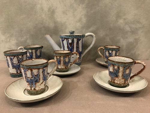 Servizio da caffè in gres del 1970 circa