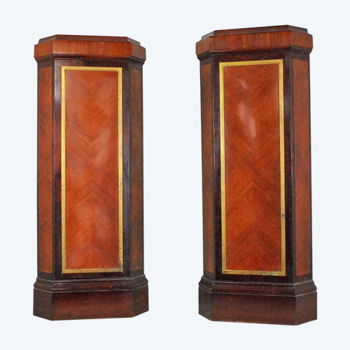 Pair Of Corner Sheaths, Mahogany And Bronze 20th