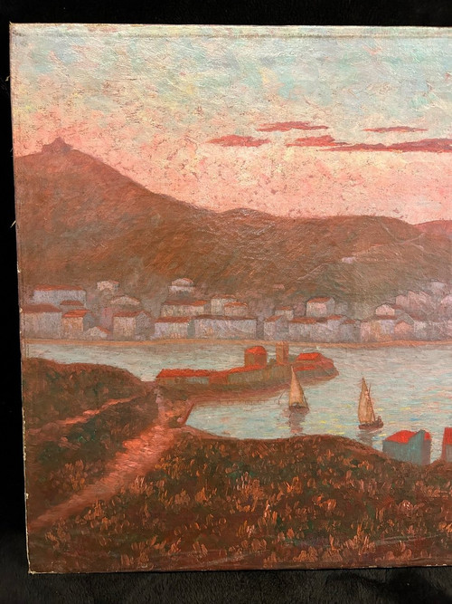 Ed . Poulain - Vue D’un Port Daté 1920 - Huile Sur Toile