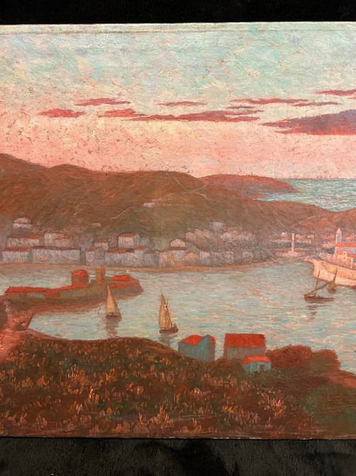 Ed . Poulain - Vue D’un Port Daté 1920 - Huile Sur Toile
