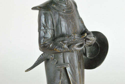 Coccodrillo cinese in bronzo, modello raro di H Galy, XIX secolo