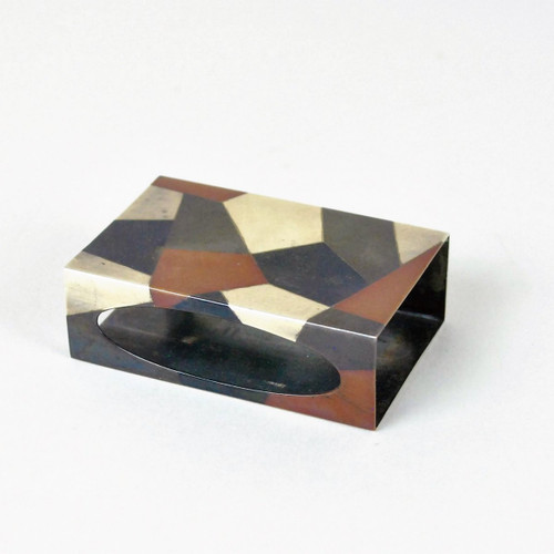 Inkwell And Matchbox In Enameled Silver Metal, Yamanaka, Art Deco 20th Century