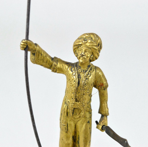 Turc à La Lance, Bronze Double Patine, 19eme Siècle