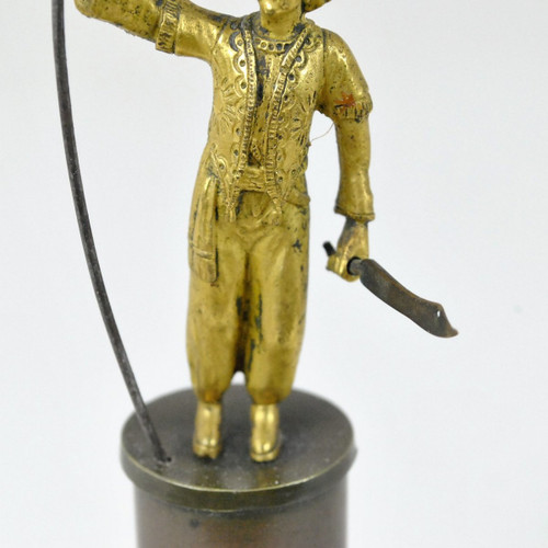 Turc à La Lance, Bronze Double Patine, 19eme Siècle