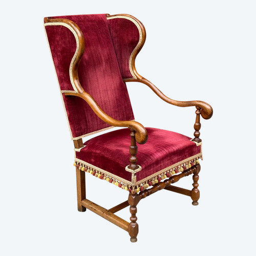 Fauteuil à Oreille En Noyer D’époque Louis XIII