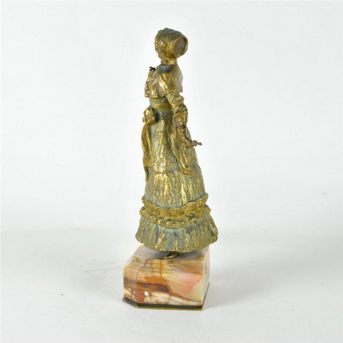 *Offre spéciale *Marquet, Chryselephantine élégante Jeune Femme, Signée, Fin 19ème Siècle