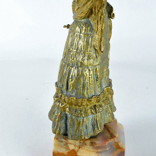 *Offre spéciale *Marquet, Chryselephantine élégante Jeune Femme, Signée, Fin 19ème Siècle