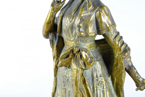 *Offre spéciale *Marquet, Chryselephantine élégante Jeune Femme, Signée, Fin 19ème Siècle
