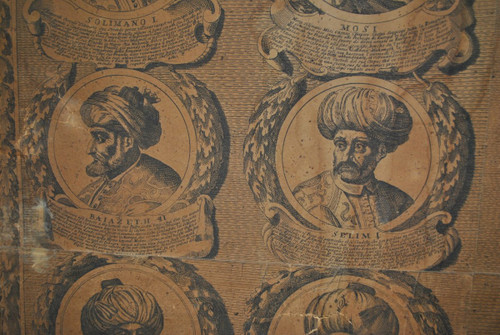 Großer Kupferstich mit Sultanen, Italien, 18. Jahrhundert