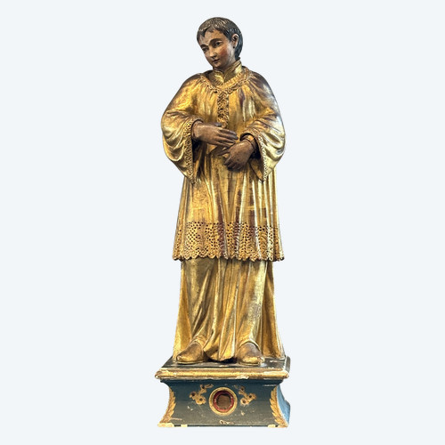 Große Skulptur Reliquienstatue aus Holz geschnitzt Ende des 18. Jahrhunderts (75 cm)