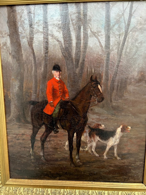 Gemälde – Öl auf Leinwand Jagd – signiert und datiert 1902