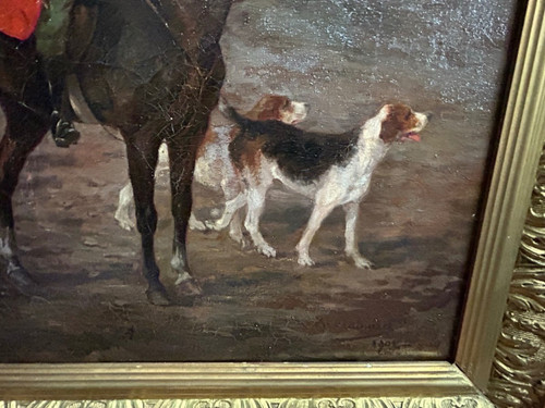 Gemälde – Öl auf Leinwand Jagd – signiert und datiert 1902
