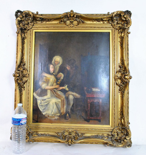 Olio Su Tela, Scena Di Interno, Scuola Settentrionale, XIX Secolo