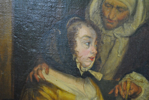 Olio Su Tela, Scena Di Interno, Scuola Settentrionale, XIX Secolo