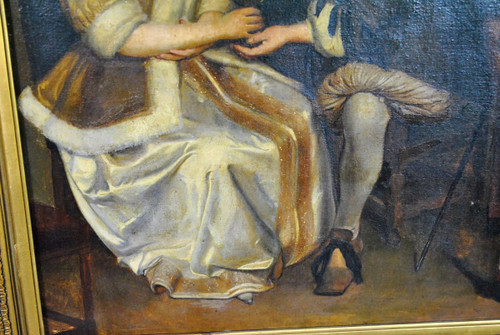 Olio Su Tela, Scena Di Interno, Scuola Settentrionale, XIX Secolo