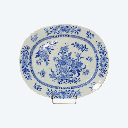 Piatto ovale in porcellana cinese bianca e blu - XVIII secolo