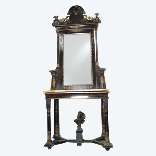 *Offre spéciale**Console + Miroir Egyptomanie,  Madrasa Craft School, Début XXème