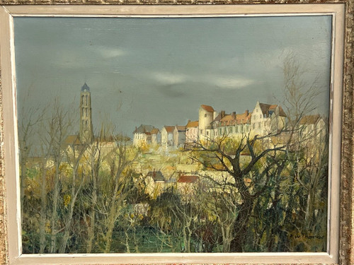 R W Thomas Huile Sur Isorel Vers 1950 - 60  Vue De Village