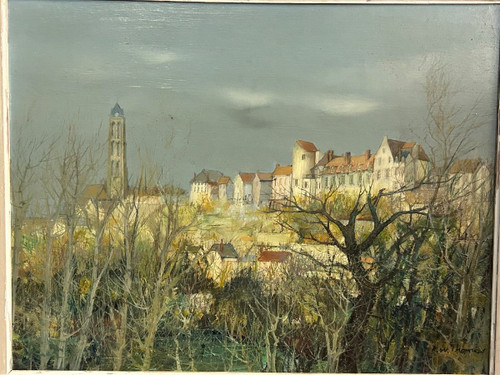 R W Thomas Huile Sur Isorel Vers 1950 - 60  Vue De Village