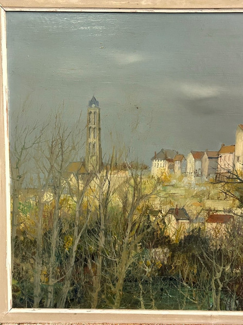 R W Thomas Huile Sur Isorel Vers 1950 - 60  Vue De Village
