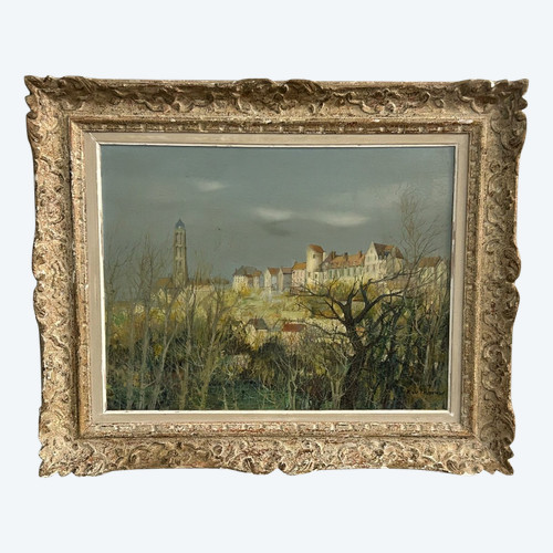 R W Thomas Huile Sur Isorel Vers 1950 - 60  Vue De Village