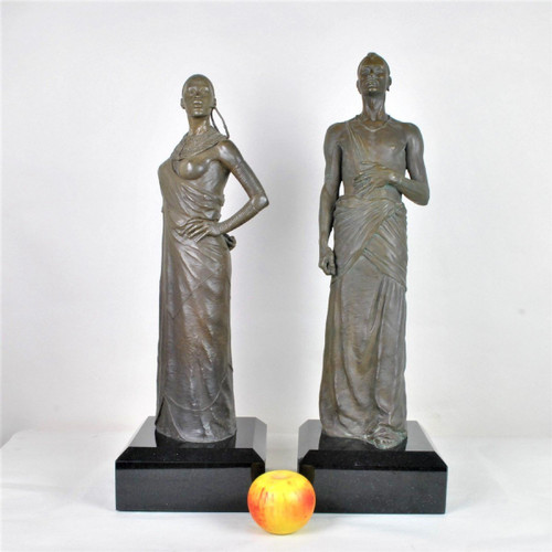 *Offre spéciale*Coppia di Grandi Bronzi di Massai, XX Secolo
