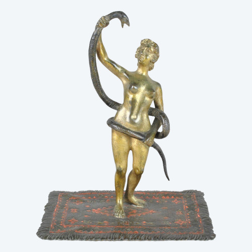 Vienna Bronzo, Nudo Orientale Con Serpente, XIX Secolo