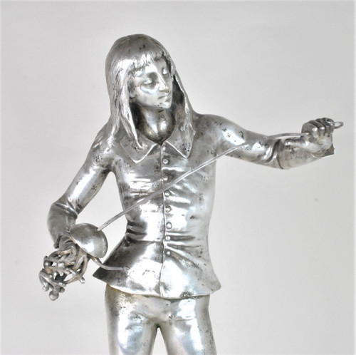 E Laporte, 1ères Armes, Bronze Argenté Signé, XIXème Siècle