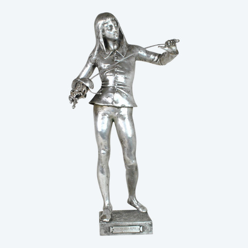 E Laporte, 1ères Armes, Bronze Argenté Signé, XIXème Siècle