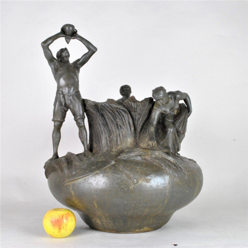 *Offre spéciale *A Larroux, Siot, Grand Vase En étain Signé, XIXème Siècle