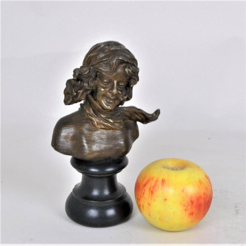 F Volpe, Busto Di Donna, Scultura In Bronzo, Stile Liberty, Del XX Secolo