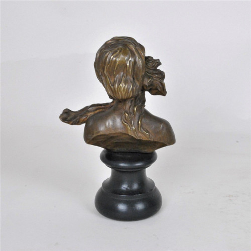 F Volpe, Busto Di Donna, Scultura In Bronzo, Stile Liberty, Del XX Secolo