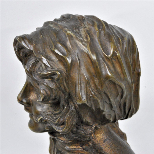 F Volpe, Busto Di Donna, Scultura In Bronzo, Stile Liberty, Del XX Secolo