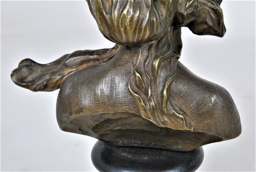 F Volpe, Busto Di Donna, Scultura In Bronzo, Stile Liberty, Del XX Secolo