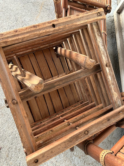 Suite De Quatre Chaises En Bambou Vietnam Vers 1930- 40 Indochine