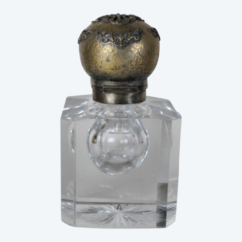 Inkwell In Crystal And Bronze, Baccarat?, 19th Century