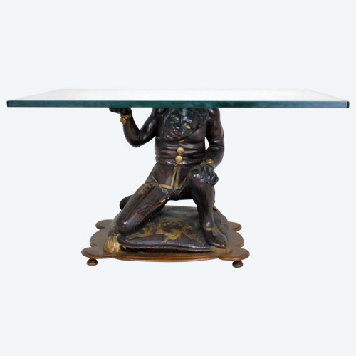 Venetian Moorish Coffee Table With Glass Top, 19th Century