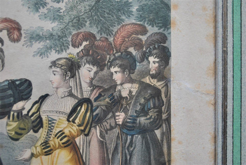Gravures Encadrées: Le Jeune Sargines Et  Philippe Auguste, XIXème Siècle