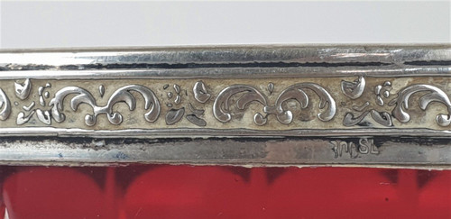 Coppa in cristallo rubino con cornice in argento, fine XIX inizio XX secolo