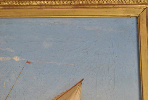 F Berré, Hst Navire Devant Constantinople, XIXème Siècle