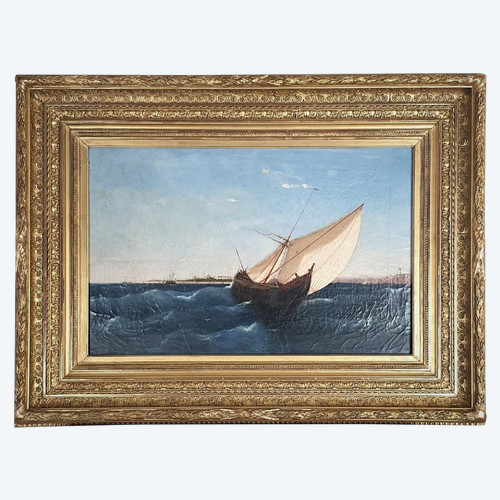 F Berré, Hst Navire Devant Constantinople, XIXème Siècle