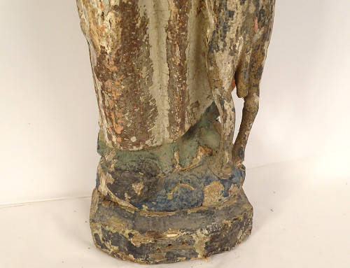 Grande statue religieuse bois sculpté polychrome Saint-Gilles chien XVIè 