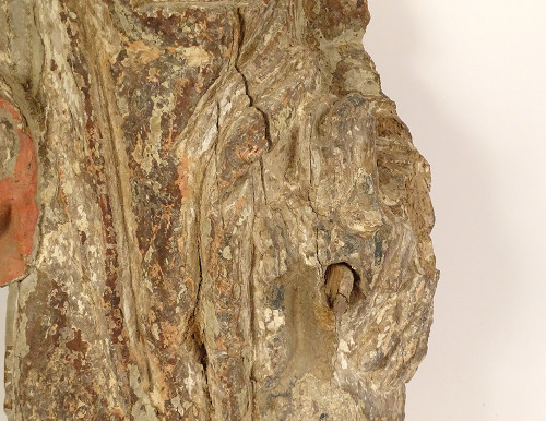 Grande statue religieuse bois sculpté polychrome Saint-Gilles chien XVIè 