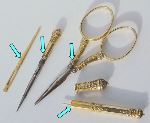 Piccola scatola per kit da cucito Napoleone III Vermeil