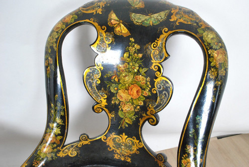 Pair Of Paper Mache Armchairs, 19th Century