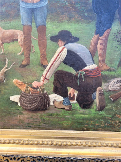 F Brillaud, Coppia Di Dipinti, Scene Di Caccia, XIX Secolo