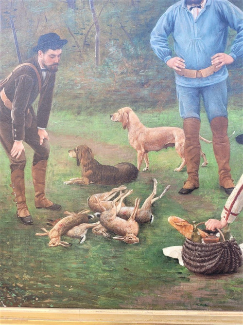 F Brillaud, Coppia Di Dipinti, Scene Di Caccia, XIX Secolo