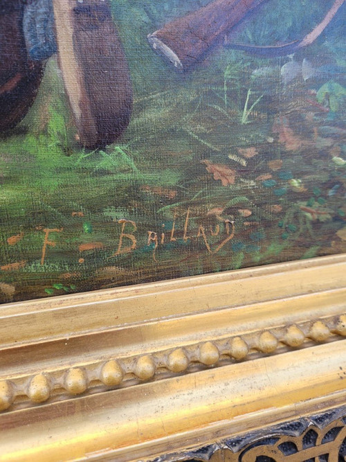 F Brillaud, Coppia Di Dipinti, Scene Di Caccia, XIX Secolo