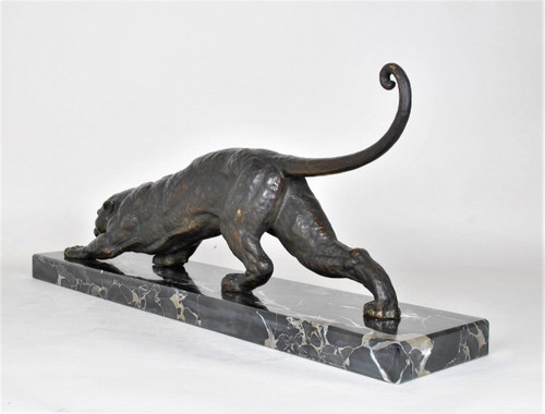 *Offre spéciale *Dh Chiparus, Panther on the Lookout, Rare Bronze , Signed, Art Deco, 20th Century