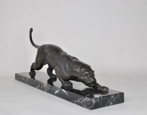 *Offre spéciale *Dh Chiparus, Panther on the Lookout, Rare Bronze , Signed, Art Deco, 20th Century